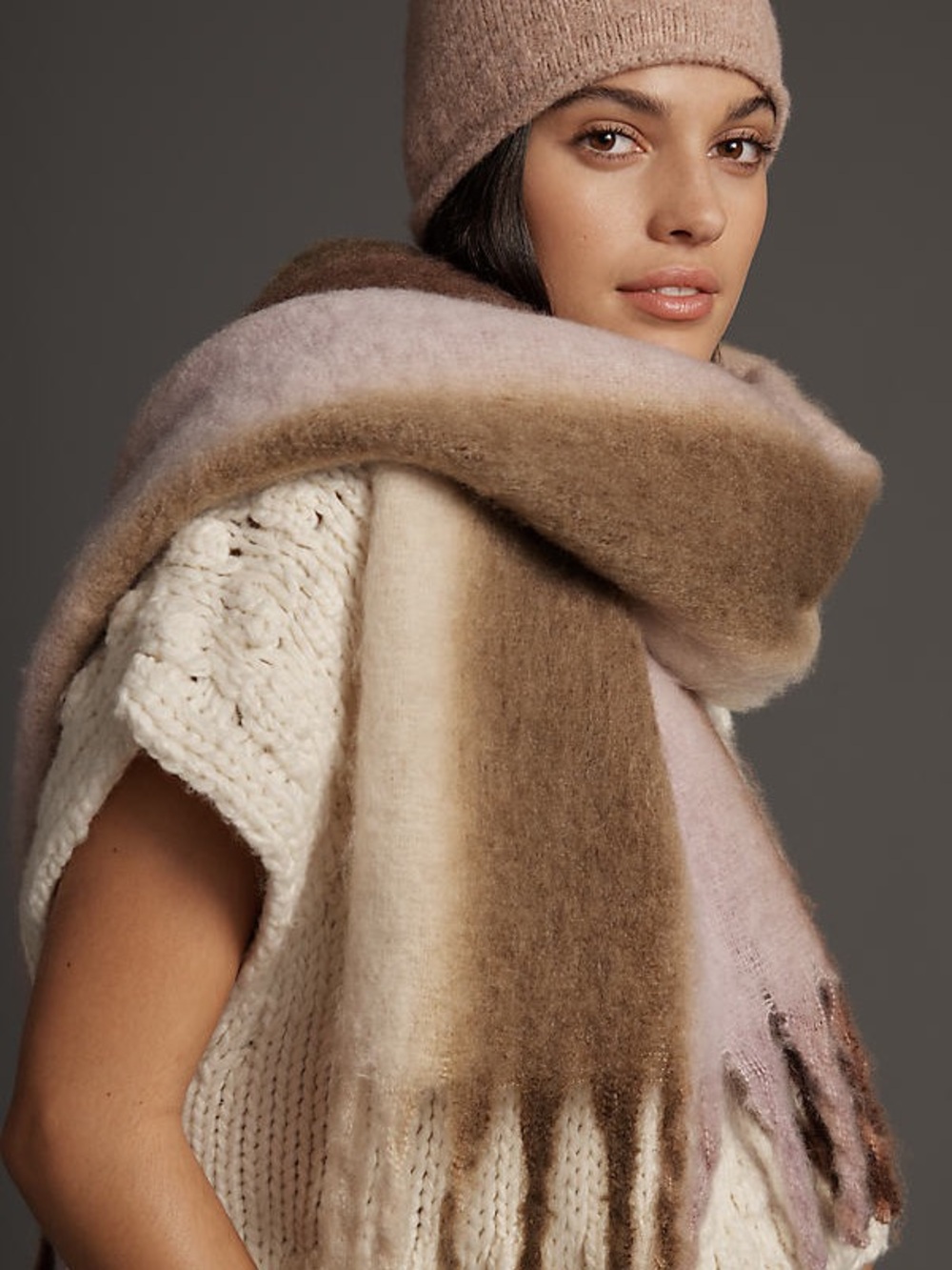 BY ANTHROPOLOGIE BRUSHED WOVEN SCARF: VERTICAL MULTI-STRIPE EDITION NWT